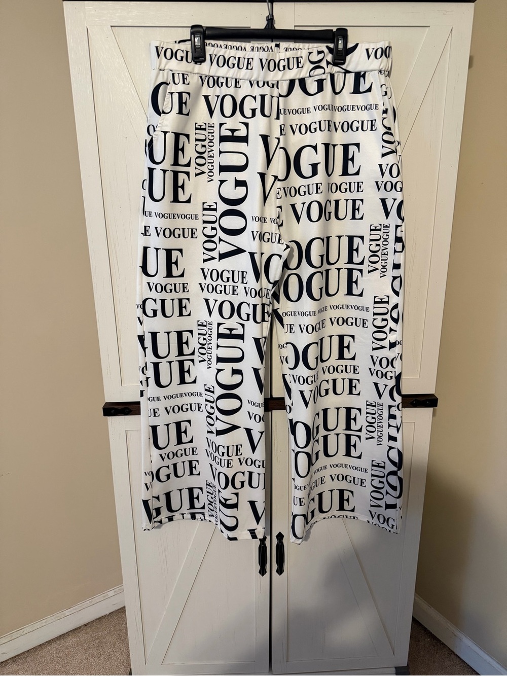 Vogue White Wide-Leg Logo Print Pants